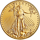 A golden American eagle coin