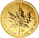 A Canadian maple leaf gold coin