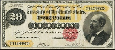 A banknote.Gold Certificate category