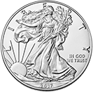 A silver American eagle coin