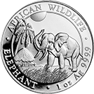 A Somalia elephants silver coin 