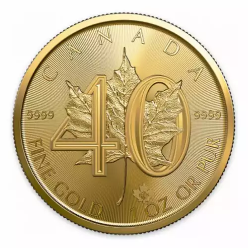 2019 1oz Canadian Gold Maple Leaf 40th Anniversary