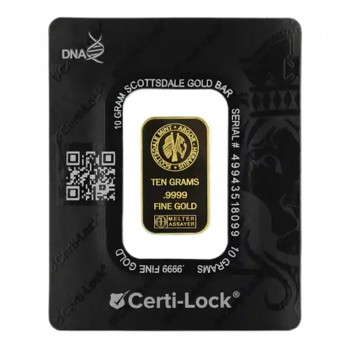 Scottsdale Mint 10g Gold Lion Bar in Certilock (2)